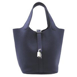 Hermès Handbag Navy Blue Leather 18 Navy blue