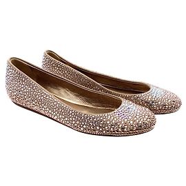 Le Silla ballerinas in copper leather with pink crystals Metallic