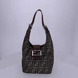Fendi-Croissant baguette en toile marron Fendi-Marron