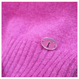 Chanel-Suéter Chanel de lã rosa com gola para cima e mangas compridas-Rosa
