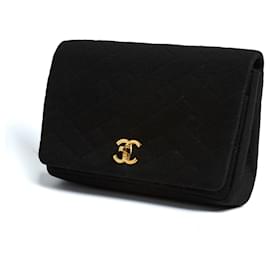 Chanel-Zeitlose, klassische Clutch aus schwarzem Jersey-Schwarz