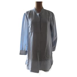 Isabel Marant-Robe chemise, soie bleu porcelaine, taille 1.-Bleu clair