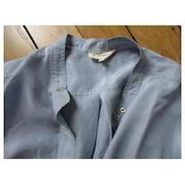 Isabel Marant-Robe chemise, soie bleu porcelaine, taille 1.-Bleu clair