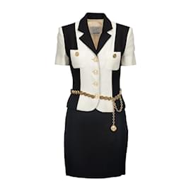 Moschino-Moschino Cheap and Chic Coin Belt Jacket and Skirt Set-White