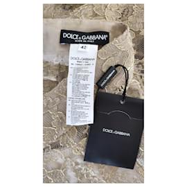 Dolce & Gabbana-DOLCE&GABBANA GONNA A TUBINO IN PIZZO ORO-D'oro