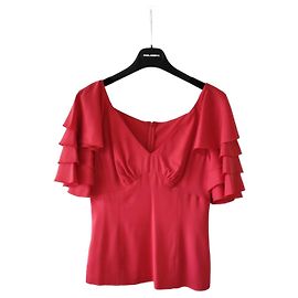 Dolce & Gabbana DOLCE&GABBANA ORANGE SILK BLUS Rosso