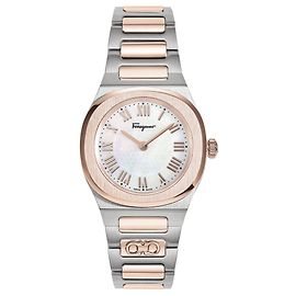 Salvatore Ferragamo Ferragamo Elliptische Perlmuttuhr Metallisch