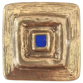 Autre Marque Broche Elisabeth Riveiro en Bronce y Piedra Azul Pequeña Dorado
