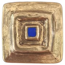 Autre Marque-Elisabeth Riveiro Brooch in Bronze and Small Blue Stone-Golden