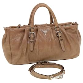 Prada-PRADA Shoulder Bag Leather 2Way Brown Auth am4385-Brown