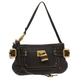 Chloé Chloe Paddington Pochette Cuir Marron SA27-03-07-54 auth 42580 Marron