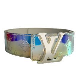 LOUIS VUITTON Gürtelcm100Leder Metallisch
