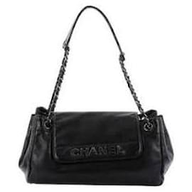 CHANEL TWEED SEQUIN LIMITED BLACK LEATHER GABRIELLE LARGE HOBO BAG CC LOGO