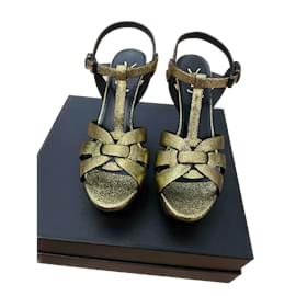 Yves Saint Laurent-YVES SAINT LAURENT  Sandals EU 40 Leather-Golden