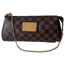 Louis Vuitton Eva Ebene Damier Canvas Shoulder Bag Handbag Gold Brown Cloth  ref.204050 - Joli Closet