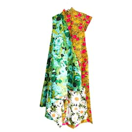 Autre Marque-Richard Quinn SS18 Vestido drapeado assimétrico floral-Multicor
