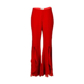 Blumarine-Pantalon évasé Blumarine avec fentes-Rouge