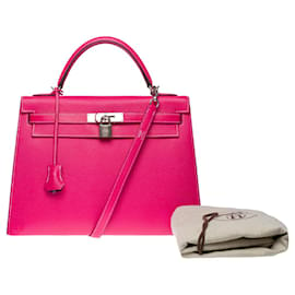 Hermès-Hermes Kelly bag 32 in Pink Leather - 101181-Pink