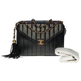 CHANEL camera shoulder bag in black leather - 100544 Black