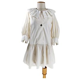 Sandro Robe chemise brodée Cintia Écru Blanc Coton Multicolore