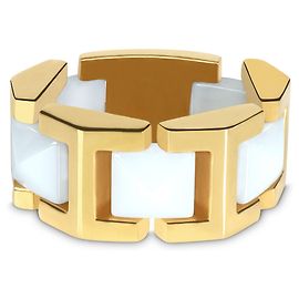 Versace Flexibler Ring mit weißen Keramikpyramiden in 18K Gelbgold Silber Metallisch