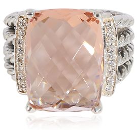 David Yurman Wheaton Morganite Diamond  Ring in Sterling Silver 0.13 Silvery Metallic