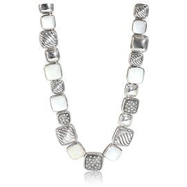 David Yurman Chiclet Collana di diamanti in argento sterling 0.73 ctw Argento Metallico