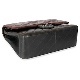 Chanel-Chanel Bi-Color Quilted Lambskin Jumbo Double Flap Bag-Red,Dark red