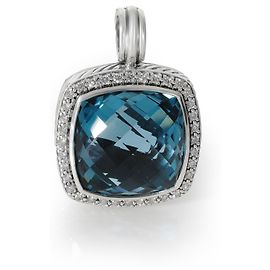 Ciondolo David Yurman Albion Blue Topaz Diamond Enhancer in argento sterling 0.46 Argento Metallico