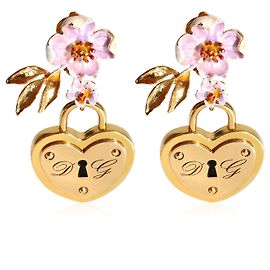 Dolce & Gabbana Orecchini a clip floreali con lucchetto a cuore color oro D'oro Metallico