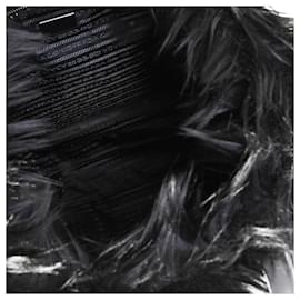 Prada-Prada Black Faux Fur Fabric Tote-Black
