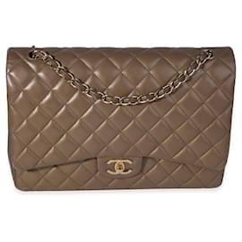 Chanel-Chanel Bronze Quilted Lambskin Maxi Classic Double Flap Bag-Brown