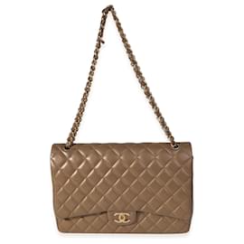 Chanel-Chanel Bronze Quilted Lambskin Maxi Classic Double Flap Bag-Brown