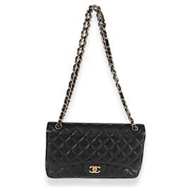 Chanel-Chanel Black Quilted Caviar Jumbo Classic Double Flap Bag-Black