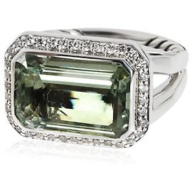 David Yurman Novella Prasiolite Diamond Ring in  Sterling Silver 0.24 ct Silvery Metallic