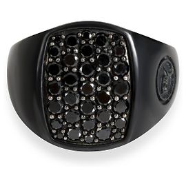 David Yurman Pave Collection Diamond Signet Ring in Titanium 1/1 ctw Silvery Metallic