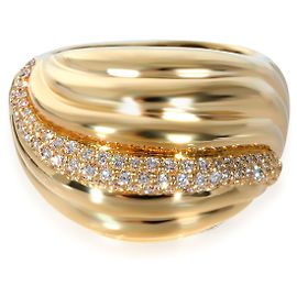 David Yurman Sculpted Cable Dome Ring in 18k yellow gold 0.49 ctw Silvery Metallic