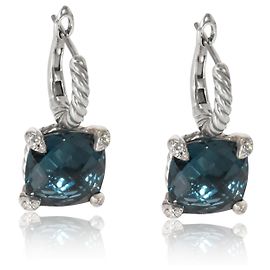 David Yurman Chatelaine Topaz Diamond Orecchini in argento sterling 0.1 ctw Argento Metallico