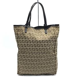Fendi-Zucchino Canvas Tote Bag   8BH006-Brown