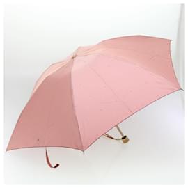 Céline-CELINE Macadam Canvas Folding Umbrella Nylon Pink Auth ar9495-Pink