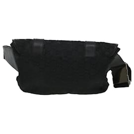 Gucci-GUCCI GG Canvas Waist Bag Black 145851 auth 42185-Black