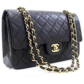 Chanel-CHANEL Classic lined Flap Medium Chain Shoulder Bag Black Lamb-Black