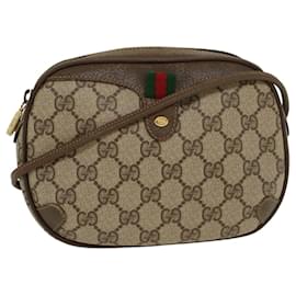 Gucci-GUCCI GG Canvas Web Sherry Line Shoulder Bag Beige Red 8902066 Auth ki2953-Red,Beige