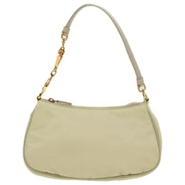 Prada-PRADA Accessory Pouch Nylon Ivory Auth 42441-Cream