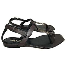 Saint Laurent-SAINT LAURENT  Sandals T.EU 38.5 Leather-Brown