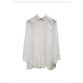 Chanel-Chanel blusa de algodón blanco Sz.36-Blanco