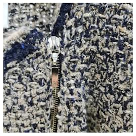 Chanel-CHANEL A./W 2011 A-symmetrische Strick-Cardigan-Jacke mit Reißverschluss vorne und seitlichem Reißverschluss-Grau