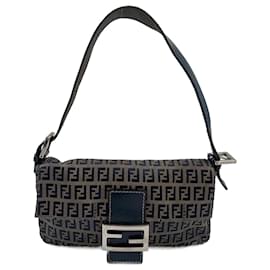 Fendi-Baguette en toile bleue Fendi-Bleu