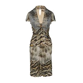 Vestido con estampado de plumas de Roberto Cavalli Multicolor