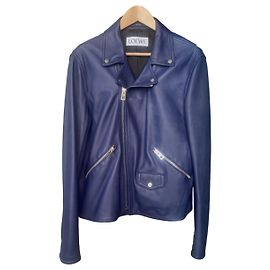 Loewe Blu lambskin leather biker jacket Blue